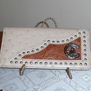 Western Leather Ostrich Checkbook Holder